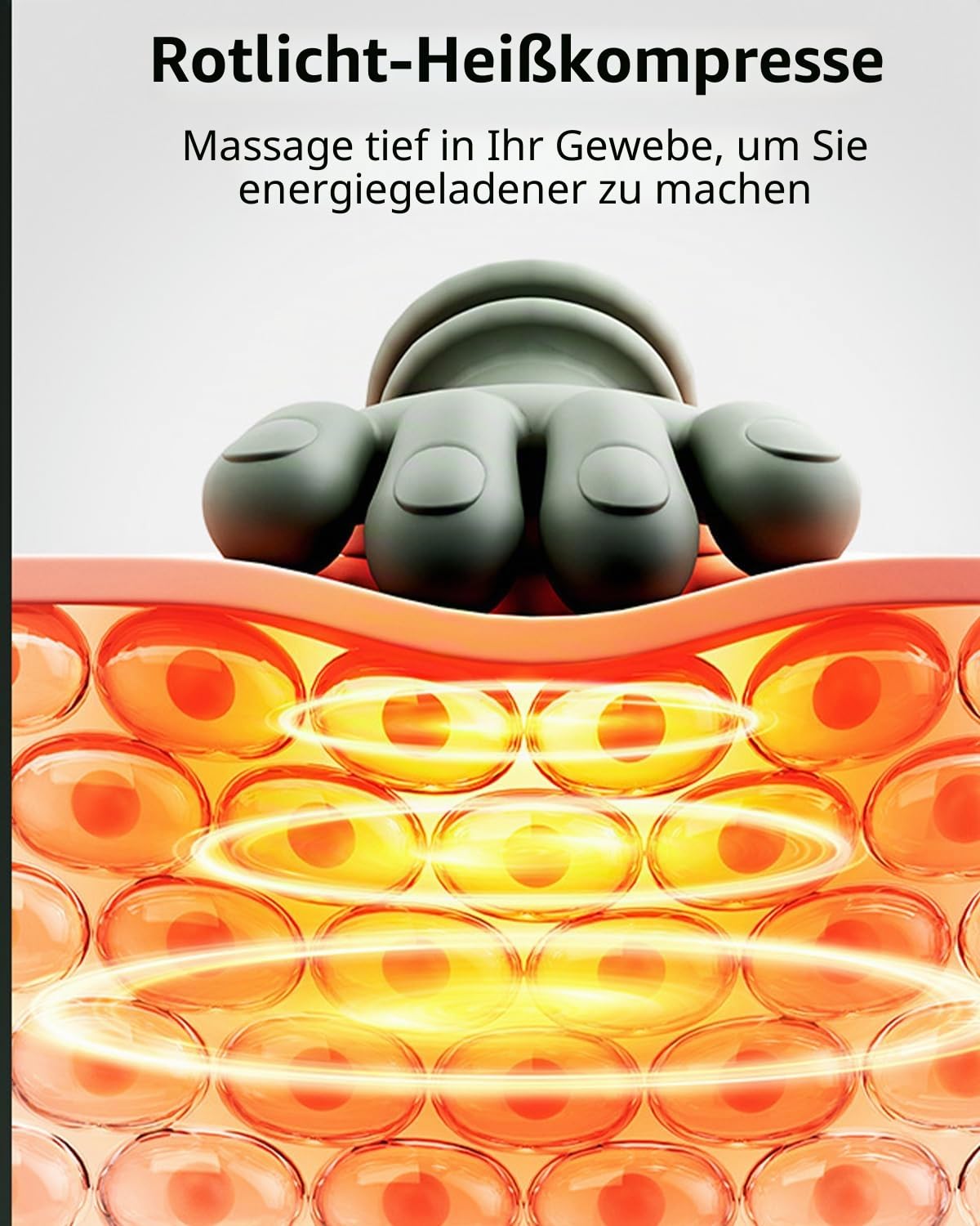Massierende Hand für Nacken, 4D-Nackenmassagegerät, Rücken- und Halswirbelmassagegerät mit Wärme, Massagegerät, Massagegerät für Nacken und Schultern zum Reisen, Ausruhen, zur Stresslinderung
