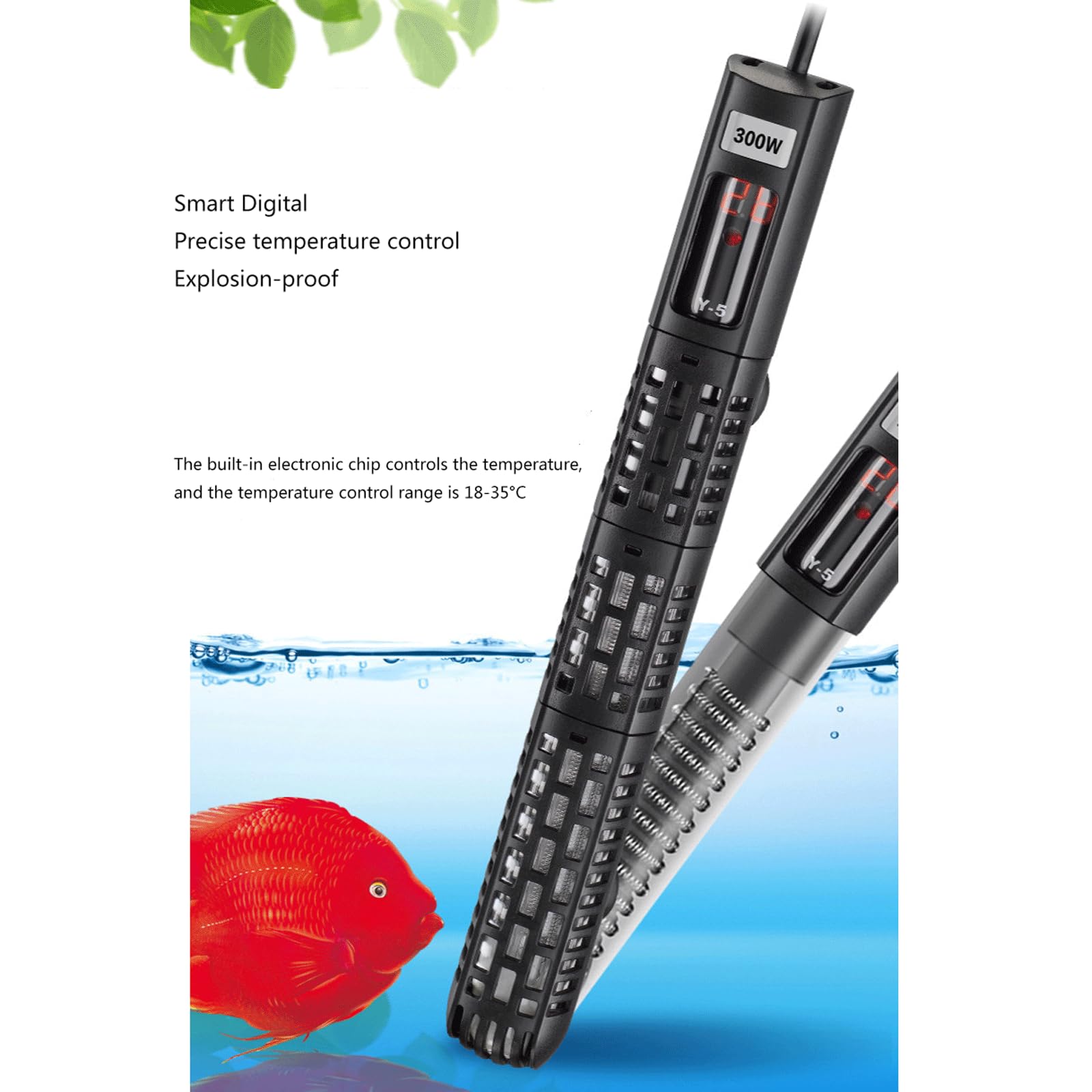 Asta riscaldante per Acquario per Acquario Riscaldatore Automatico antideflagrante a Temperatura costante con indicatore di Funzionamento, 50 W (300 W)