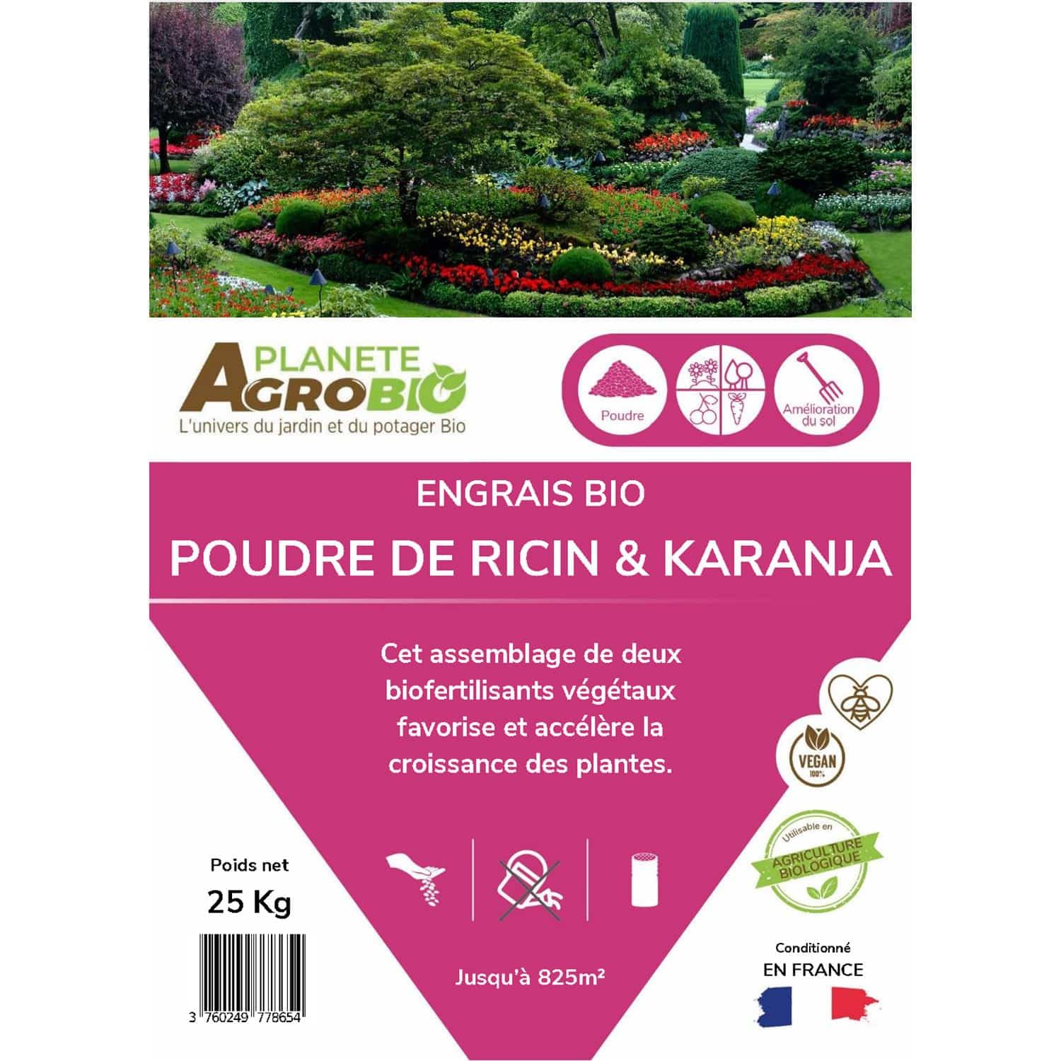 Engrais bio poudre de ricin et karanja 25 Kg