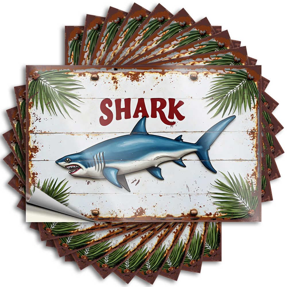 Lake, Funny Sticker Beer Wall Rustic Shark Sign with Tropical Palm Leaves | Feminist Waterproof Vinyl Stickers(8X12CM)