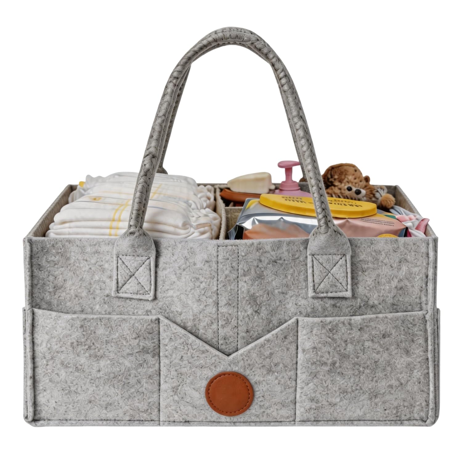 Organizador Pañales Bebe con Compartimentos Desmontables, Grande Multiusos | Plegable, Cesta Organizadora Bebe de Fieltro Grueso para Cambiador, Viaje y Salón - Regalo para Recién Nacido