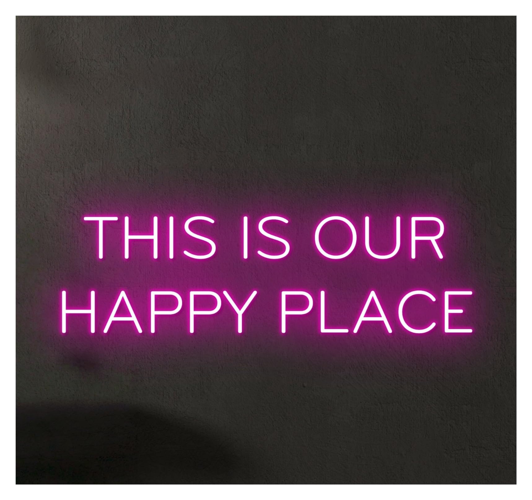 Rongch One Color Hanging Art Signs This Is Our Happy Place Neon Sign Wall Decor Bar Led Light Storefront Window Display Business Entrance 58Cm