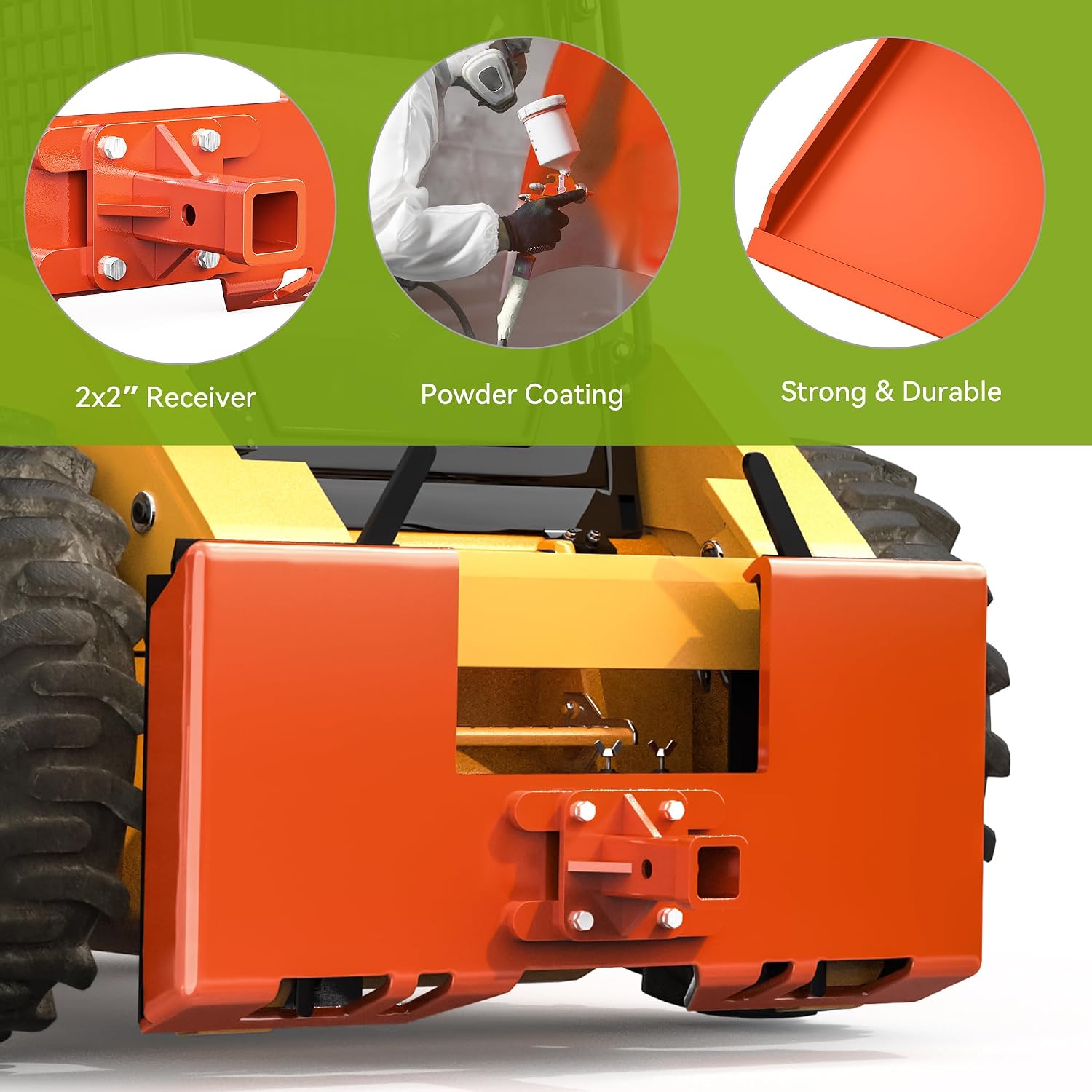 AUTOSAVER88 0.4" 3000lbs Heavy-Duty Skid Steer Attachment Plate,Trailer Mover Skid Steer Mount Plate with 2" Hitch Receiver