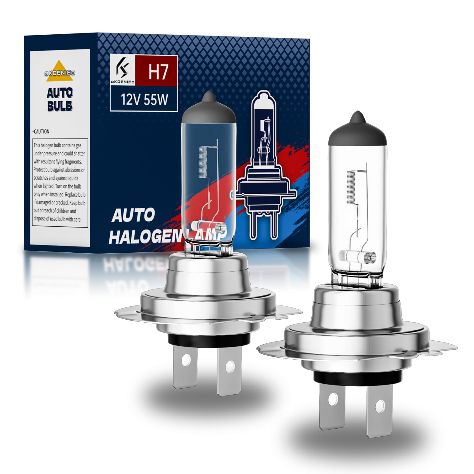 H7 Halogen Headlight Bulbs, 12V 55W, 4000 Lumens, 3800K, No Glare, High Beam, Head Light Bulbs for Car, Fog Light Bulbs,Headlight Bulb Low Beam & High Beam, Pack of 2
