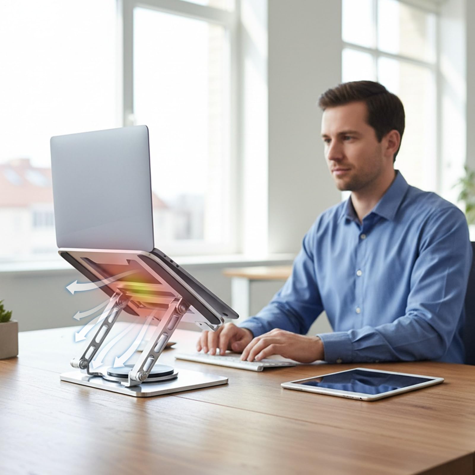 Podnośnik Laptopa 360° Obrotowa Podstawka z Odprowadzaniem Ciepła dla | Ergonomiczny Uchwyt Do Notebooka Do Stołu Biura Domu Pracy I Gier Dla Mężczyzn Kobiet I