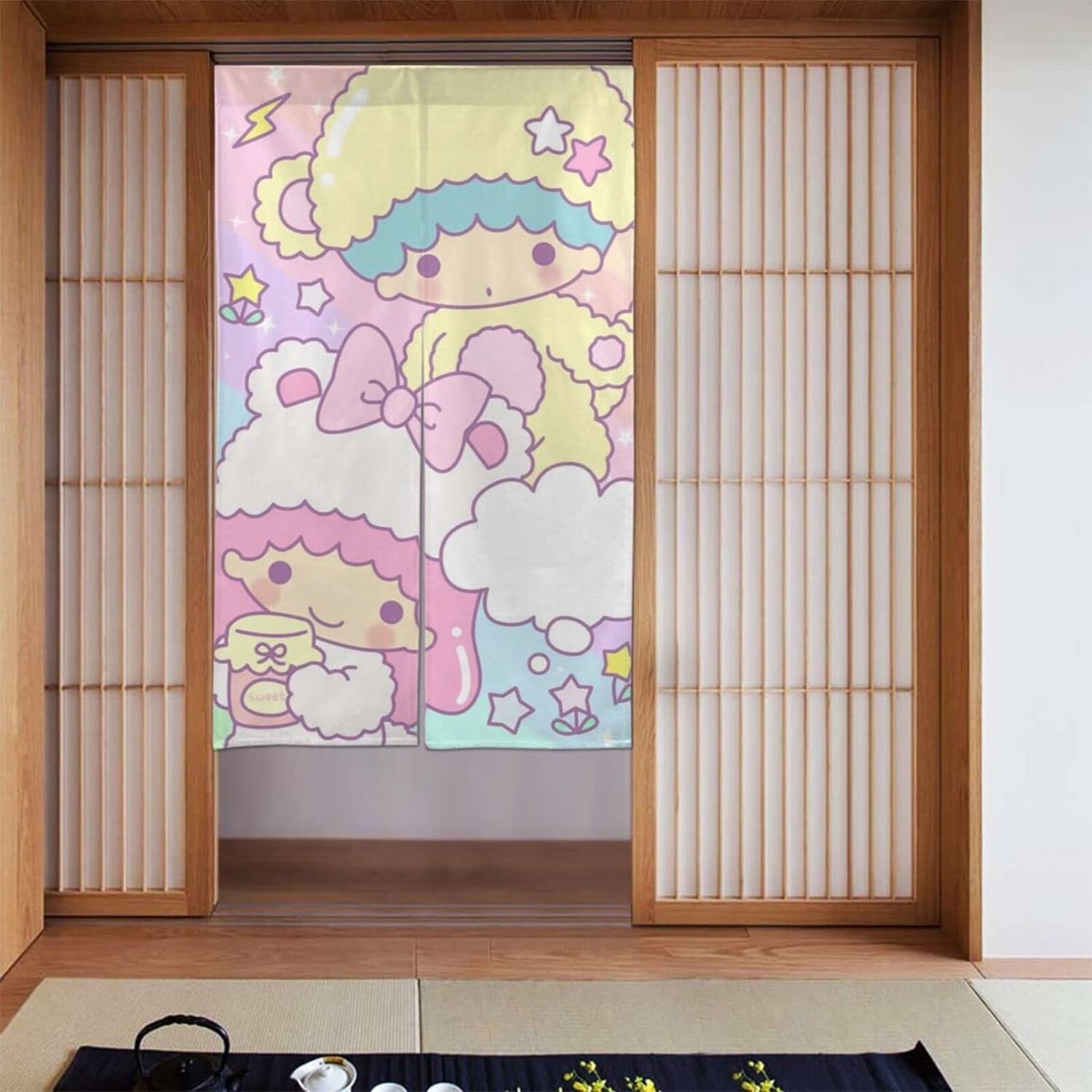 キキララ リトルツインスターズ のれん リトルツインスターズ キキララ のれん コットンキャンディ 85