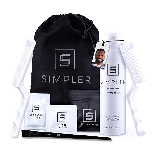 Simpler Hair Color Mustache & Beard Dye Upgraded Brush Kit, Natural Black