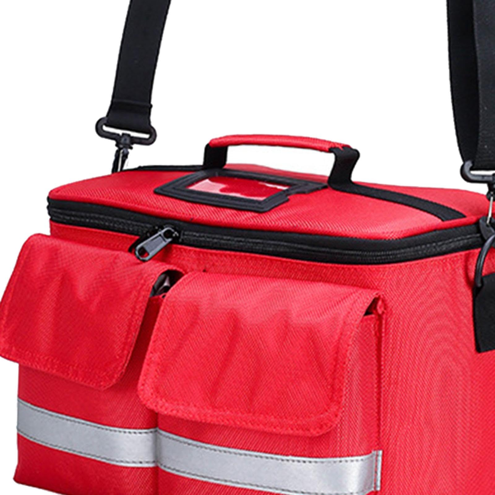 Trousse de Premiers Secours Sac à Main D'Urgence Organisateur Multiple Compartiments Imperméable Résistant à L'Usure pour Maison Voiture Bureau Extéri, Rouge