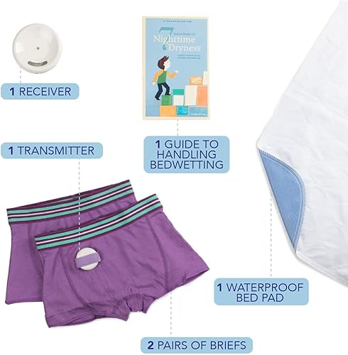Miniatura 2 de Rodger - Kit de alarma inalámbrica para enuresis de cama, sistema de alarma de humectación de cama más eficaz para niños, incluye 2 calzoncillos con