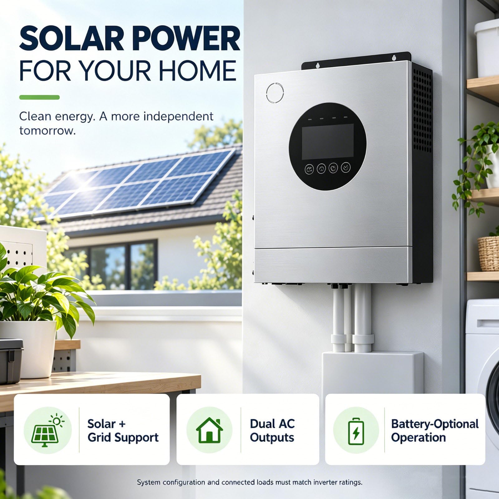 Inversor solar híbrido de 6500 W con controlador MPPT de 48 V Grey