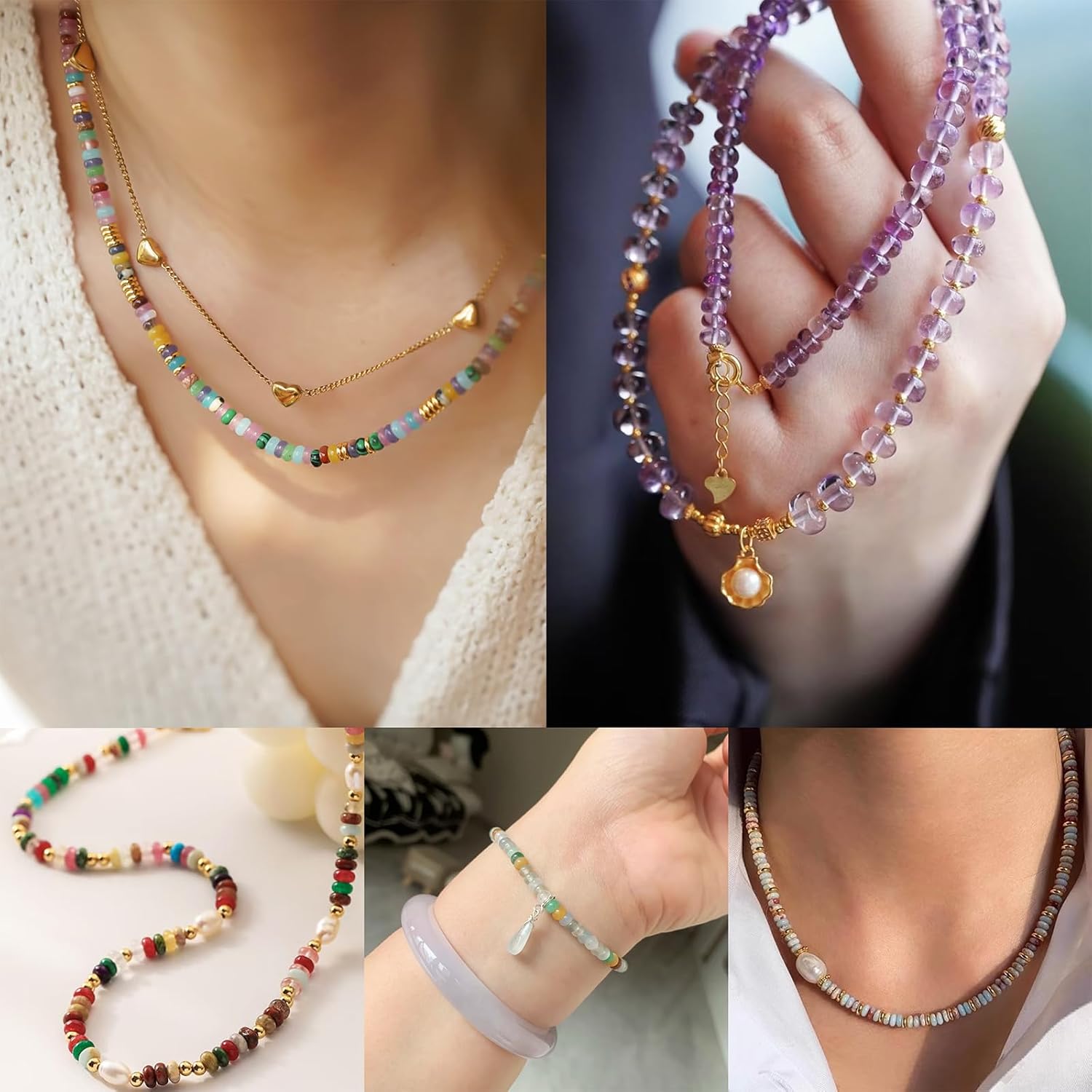 ICAI Beads Natural 2x4mm Rondelle Beads, Abacus Disk Stone Spacer Beads – Loose Natural Gemstone Beads for DIY Bracelet, Necklace, Jewelry Making (Mulitcolor) - Image 5