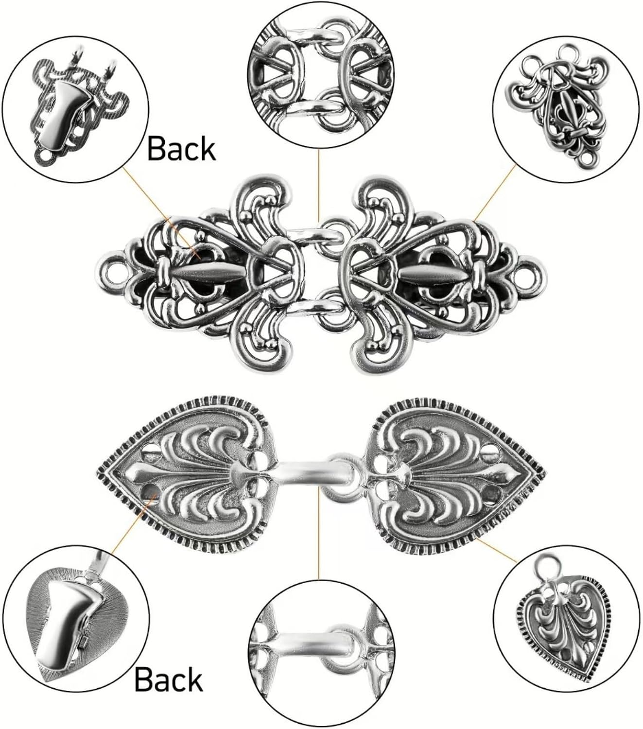 4 Pieces Vintage Sweater Swirl Clip Cape Cloak Retro Cardigan Shawl Collar Clasp Dress Shirt Brooch Clip