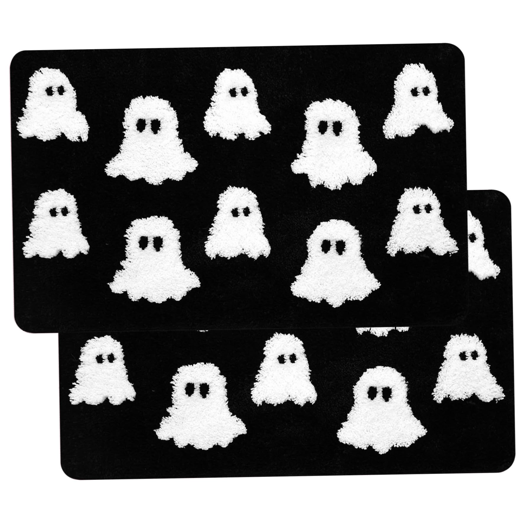 Paillasson d'Halloween lot de 2 tapis noirs 61x40cm doux et absorbants pour entrée
