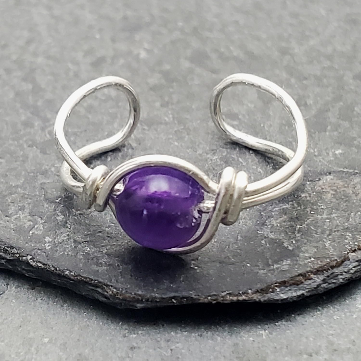 Sterling Silver Amethyst Clip On Ear Cuff, Non Piercing Dainty Huggie Gemstone Earring, February Birthstone - Image 4