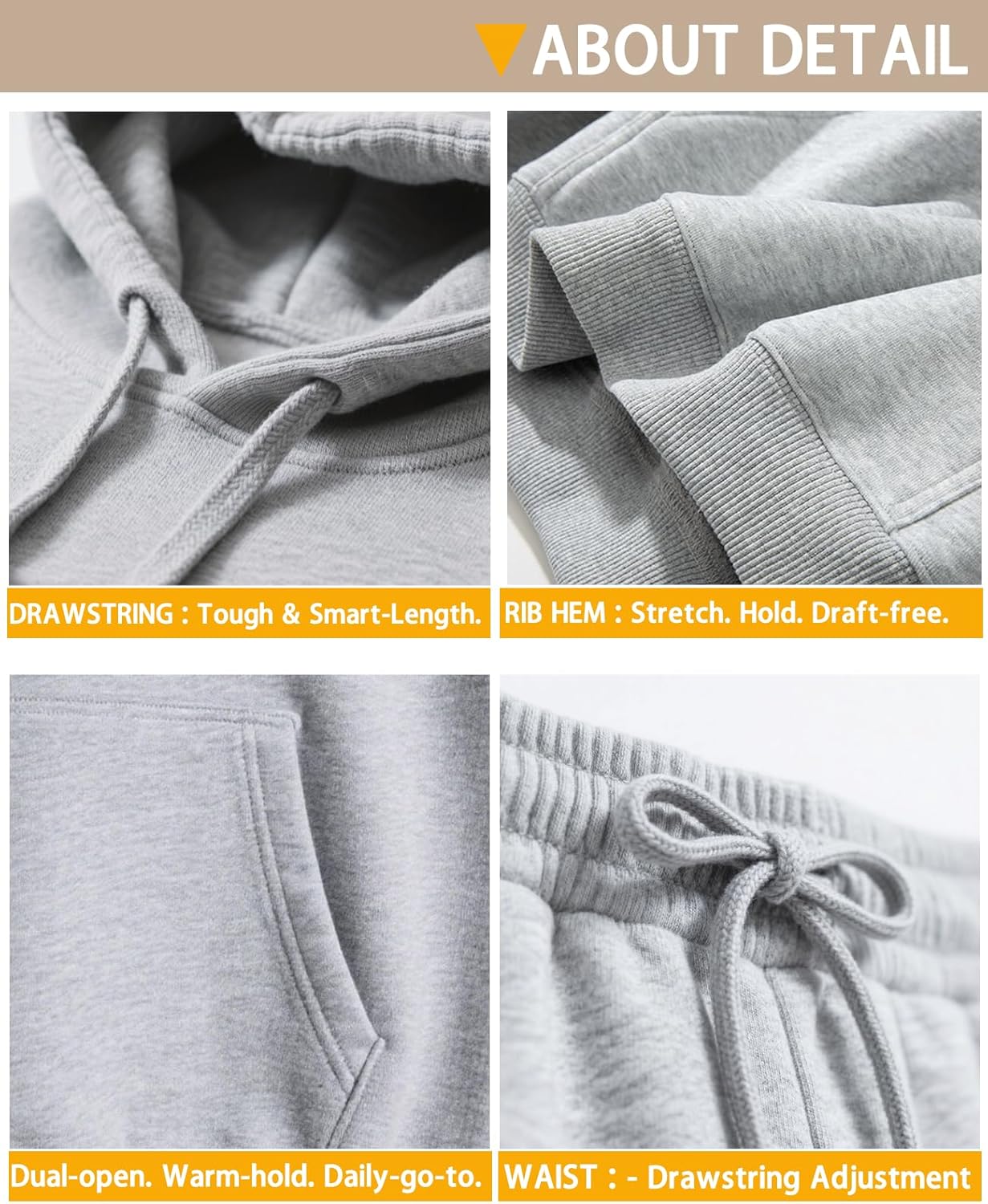 Men's Tracksuits 2 Piece Hoodie and Sweatpants Set Fleece Sweatsuits Casual Athletic Jogging Suit for Men - Image 5