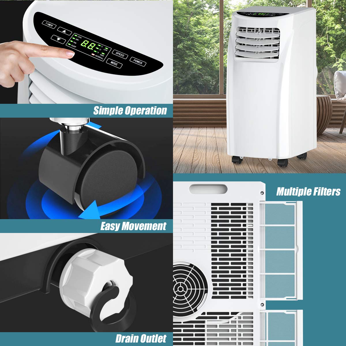 COSTWAY Portable Air Conditioners, 8000 BTU Air Conditioner Unit spaces