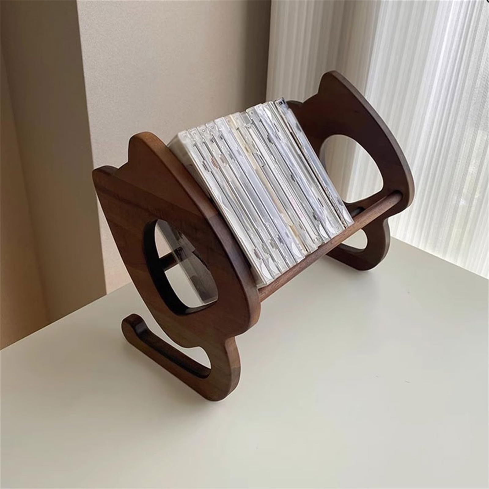 Custodia per CD Scaffale porta CD con mensola espositiva in legno aperta for ufficio domestico Portadischi