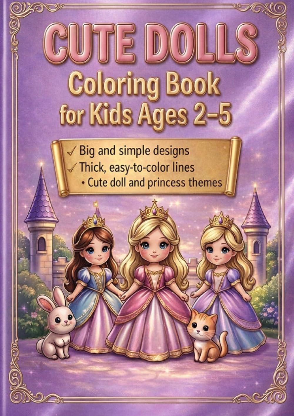 Cute Dolls – Coloring Book for Kids Ages 2–5: Big, Simple and Adorable Doll and Princess Coloring Pages for Little Hands
