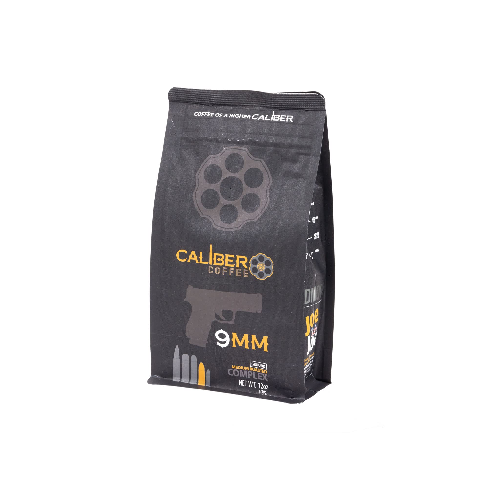 Caliber Coffee9MM Ground Medium Roast – Complex, Nutty, Caramel Flavors – 100% Artisan Roasted Arabica Coffee – Small-Batch, Hand-Crafted – Veteran Owned – 12oz Bag