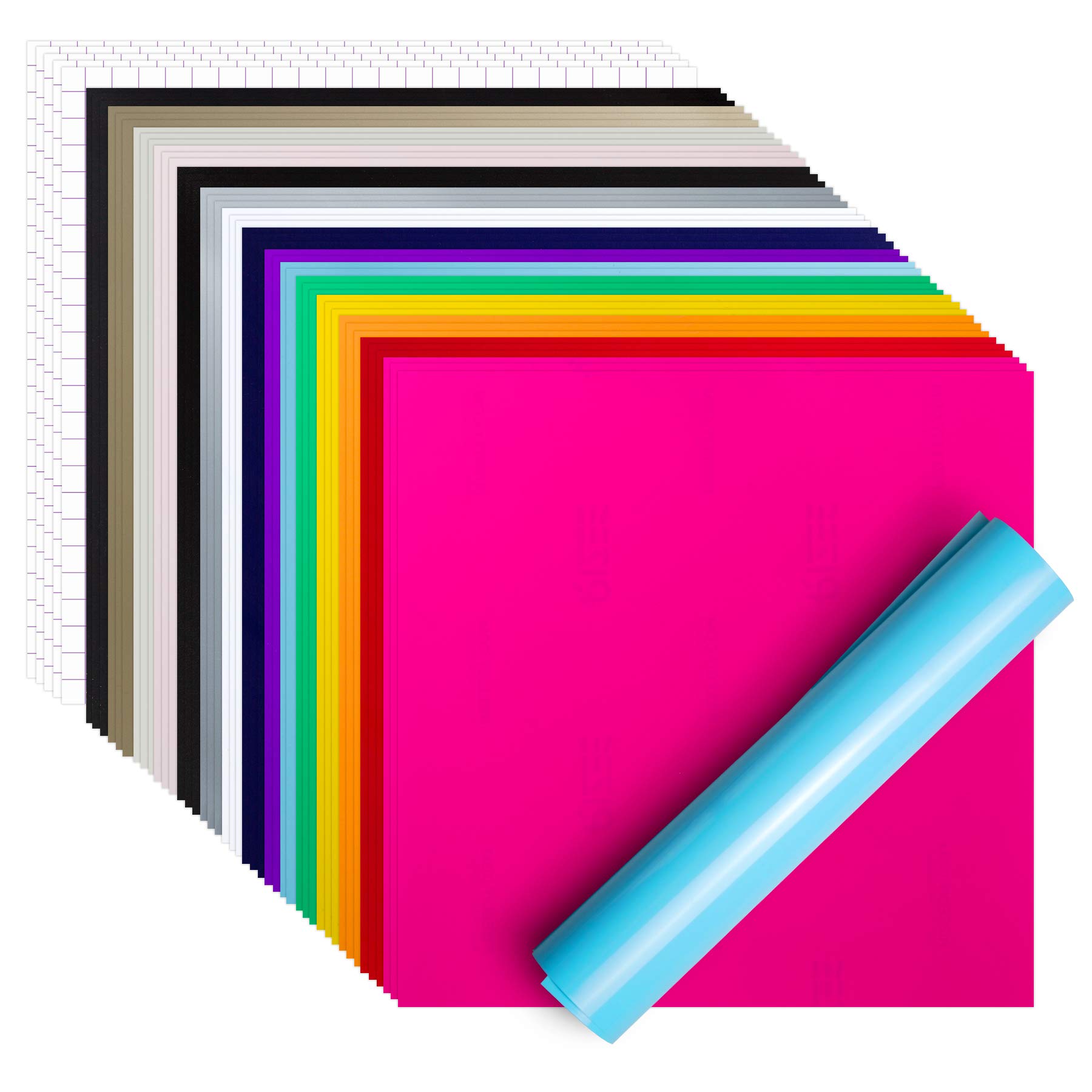 Amazon.com: Permanent Adhesive Vinyl Sheets 12" x 12", 50 Sheets - 15  Assorted Colors (3 Sheets Each) and 5 Sheets Transfer Tape Works with Cricut  and Other Cutters : Arts, Crafts & Sewing