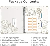 Vista 353 de Ospelelf Mini 3 Ring Binder, 2 Inch, Cute Pink Marble Binder for 5.5" x 8.5" with 5 Tab Dividers, File Folder Labels and Low Profile Clipboards