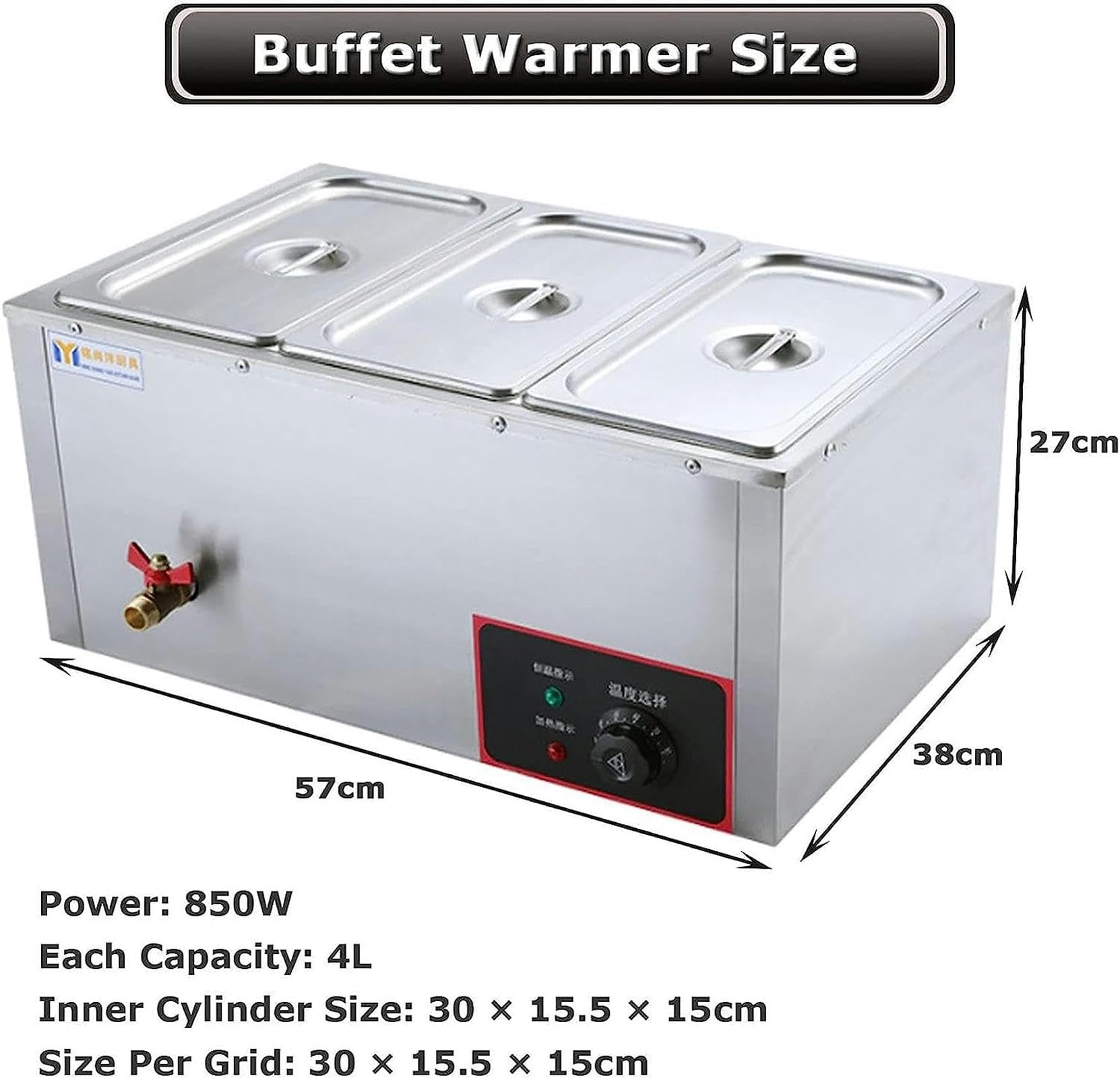 Scaldavivande 3 vassoi, scaldavivande elettriche da banco commerciali per alimenti, vassoio scaldavivande, server a buffet e scaldini per feste buffet