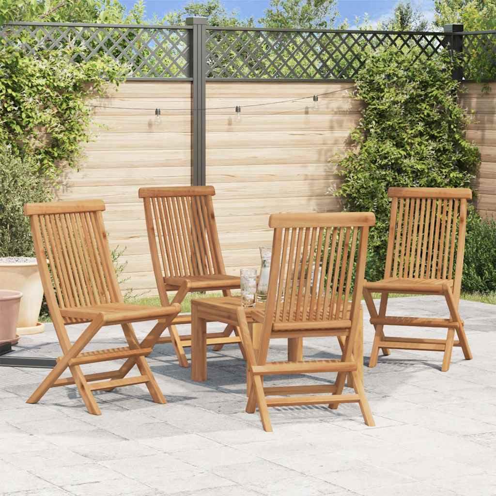 Juego de 4 sillas plegables de jardín de madera maciza de teca, sillas plegables para jardín, balcón y terraza, 47 x 60 x 89 cm, asiento de madera natural
