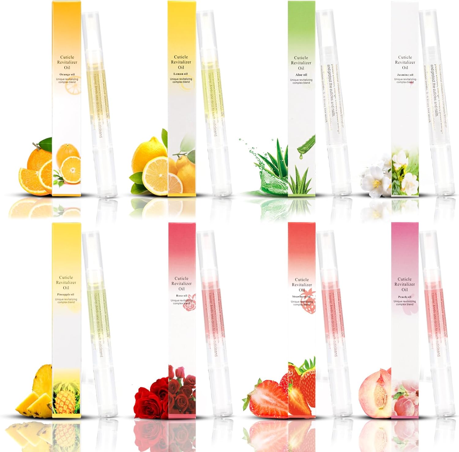 Nagelvoeding Pen, 8 STKS Nail Cuticle Oil Pen Set Nail Nutrition Oil Nail Care voor het repareren van gebarsten en de droge nagelriem (Mix Smaken)
