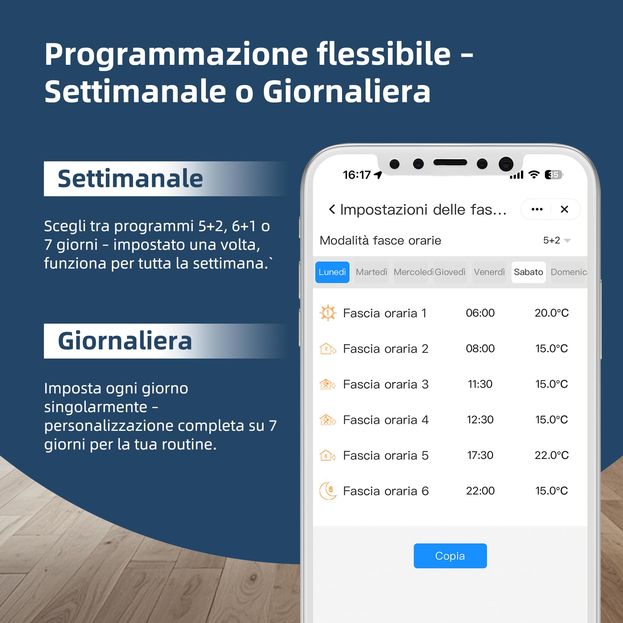 Termostato Wi-Fi a batteria, termostato programmabile giornalmente