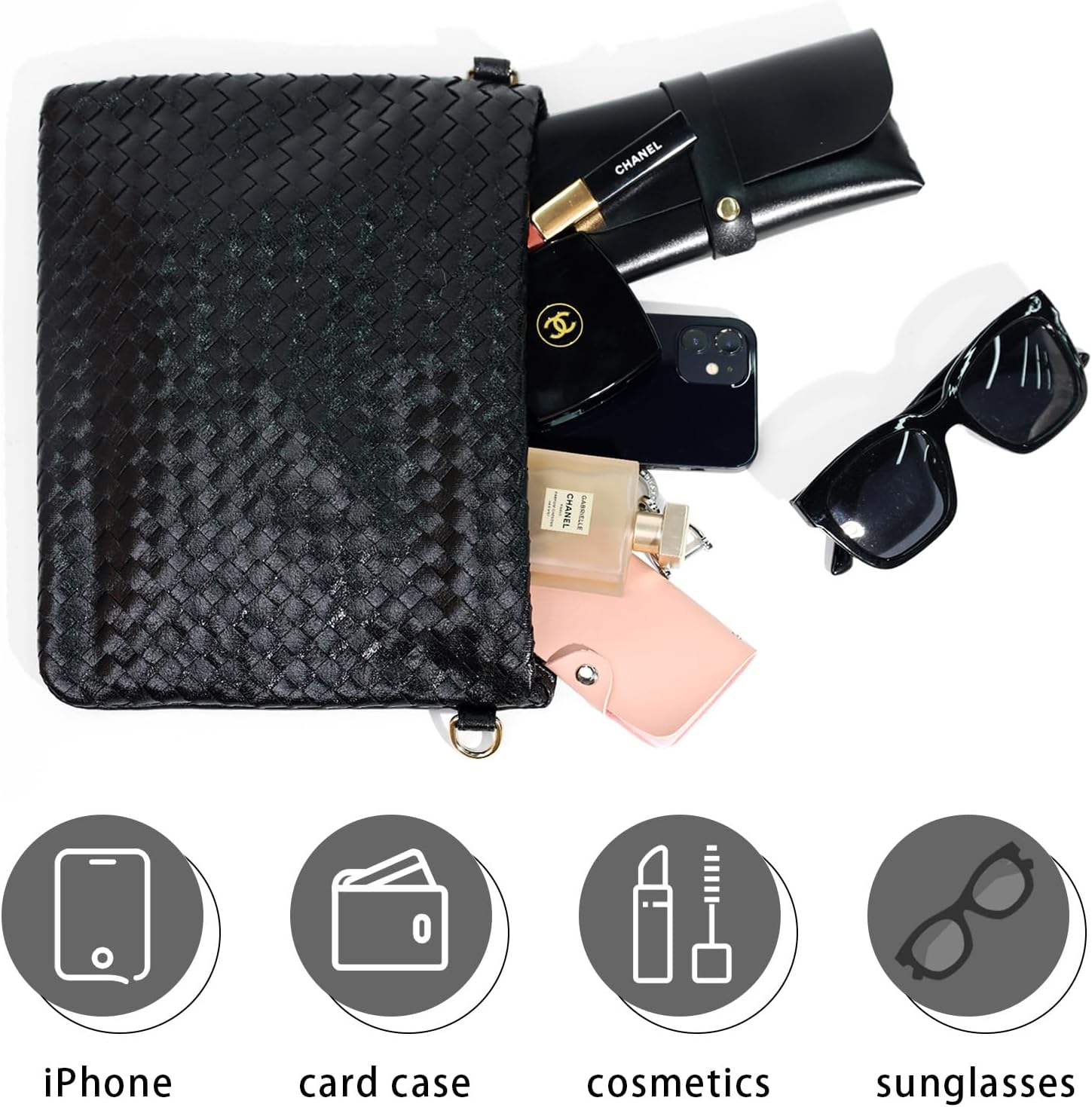 Woven Clutch Purse for Women Evening Bags Handbags Fashion Sparkly Crossbody