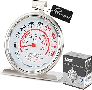 CloudHand Oven Thermometer for Gas/Electric Oven, Oven Temperature Gauge with Hanger&Base, Instant Read Stainless Steel Kitchen Thermometer 20-260°C/50-500°F