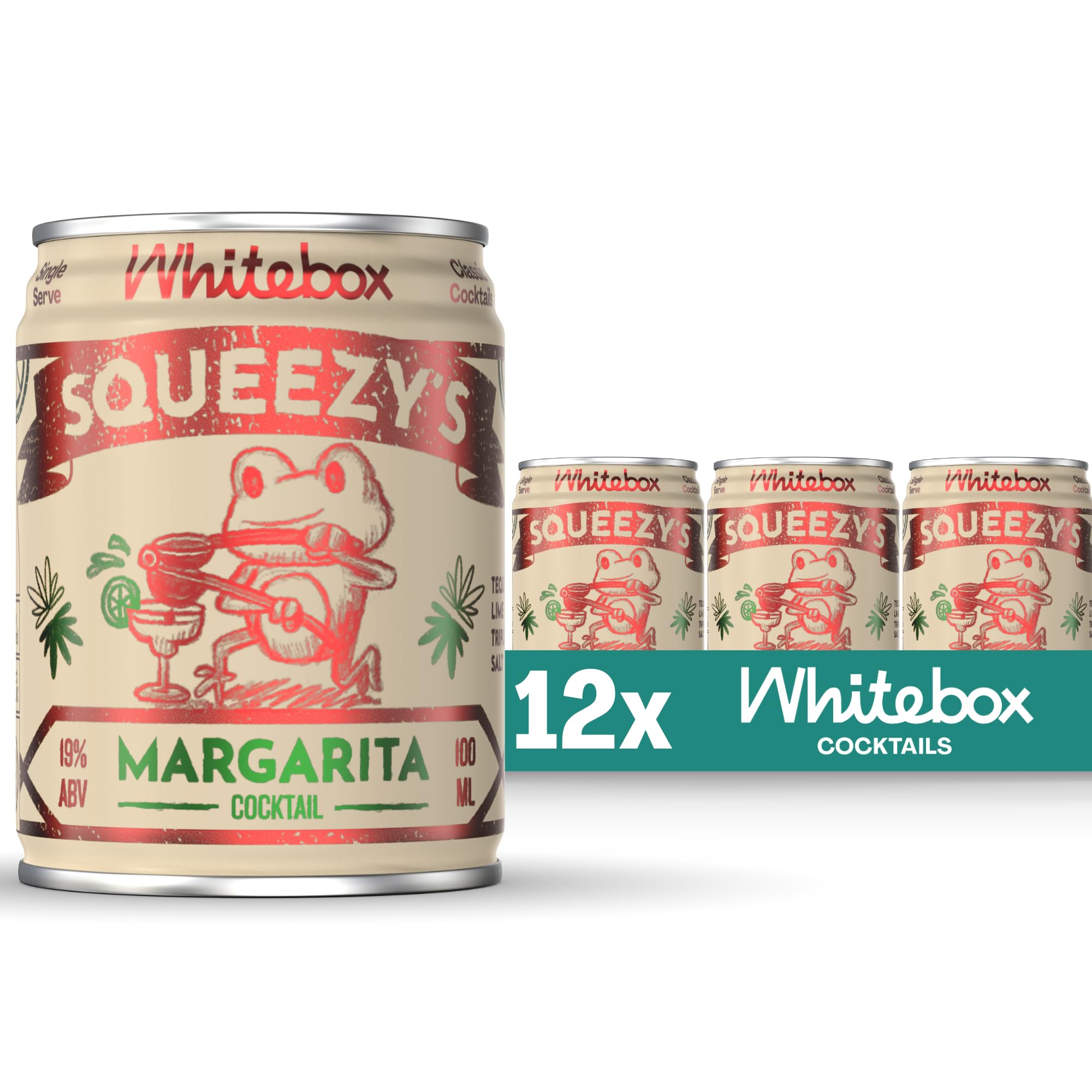 WHITEBOX COCKTAILSSingle Serve Classic Squeezy’s Margarita — Case of 12 Cocktail Can | Classic Full Strength Margarita | Pre-mixed Cocktails Ready To Drink 12x100ml