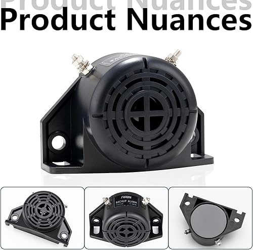 Miniatura 6 de FARBIN Alarma de respaldo para camión, 105 dB, 12 V-48 V, bocina inversa BIBI, timbre de advertencia, sirena de advertencia, impermeable,