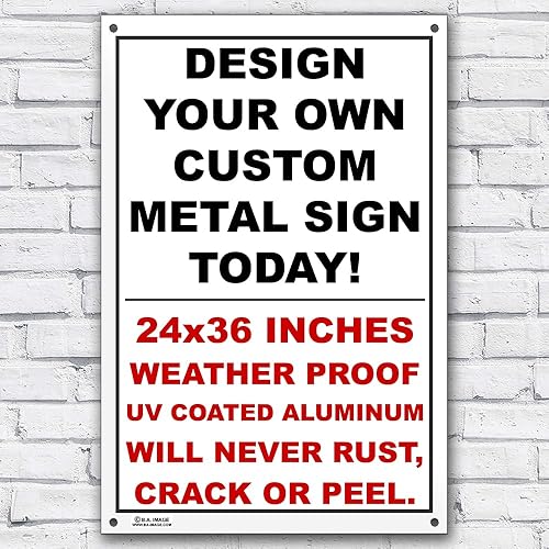 Letrero de metal de aluminio blanco 007 personalizado con tu nombre (24 x 36 pulgadas, blanco, vertical)