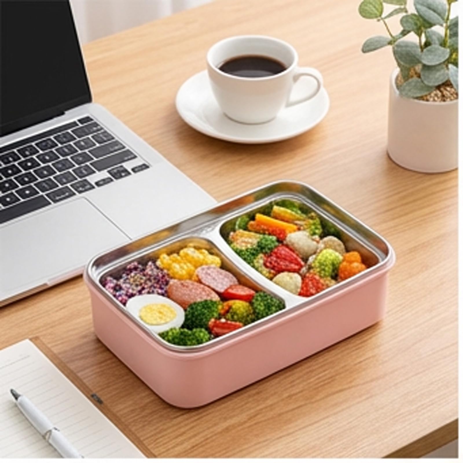 Brrnoo Box Box, Contenitore per il Pranzo per Adulti con Utensili per Pranzo Container per Bambini Container per Ragazze e Adolescenti (PINK)