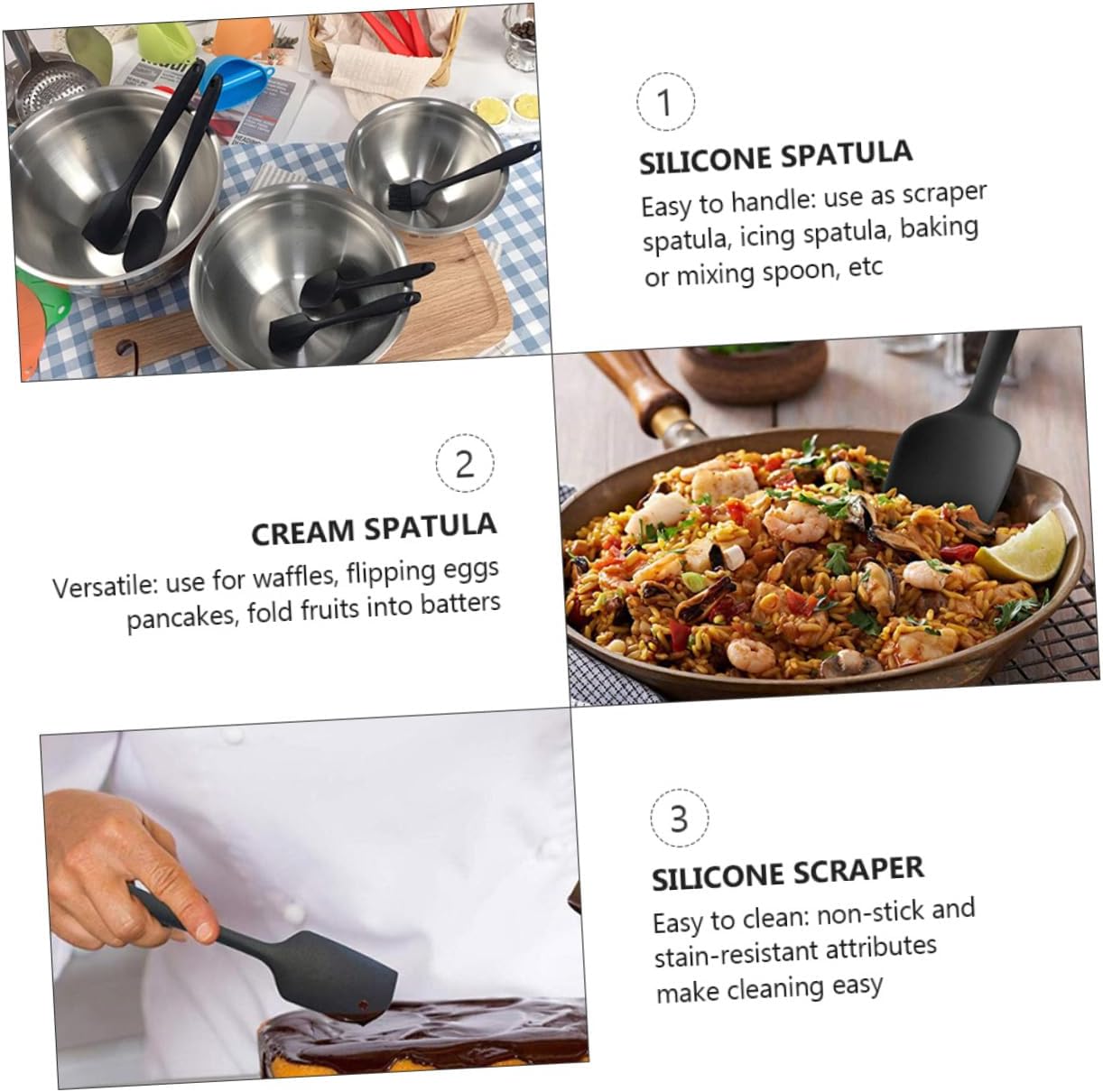 KICHOUSE 1 Set Silicone Spatula for Baking Heat Resistant Multi Function Scrapers Kitchen Utensils for Mixing Icing and Cooking Versatile Tools for Home Bakers