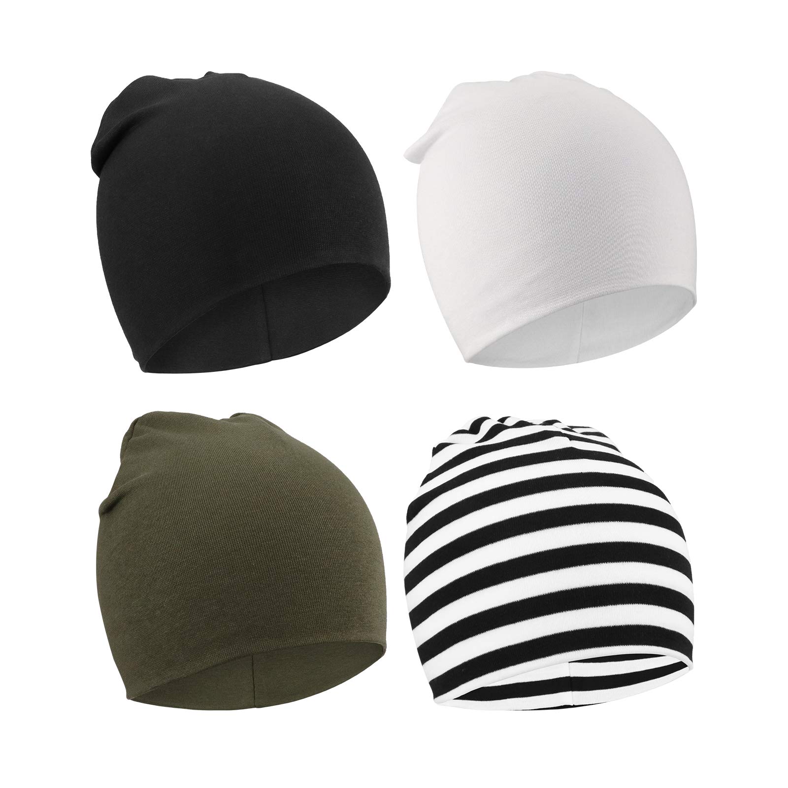 DRESHOW 4 Pieces Baby Beanie Newborn Toddler Soft Cute Knit Hat Hospital Hats for Baby Boys Infant Cap Beanies