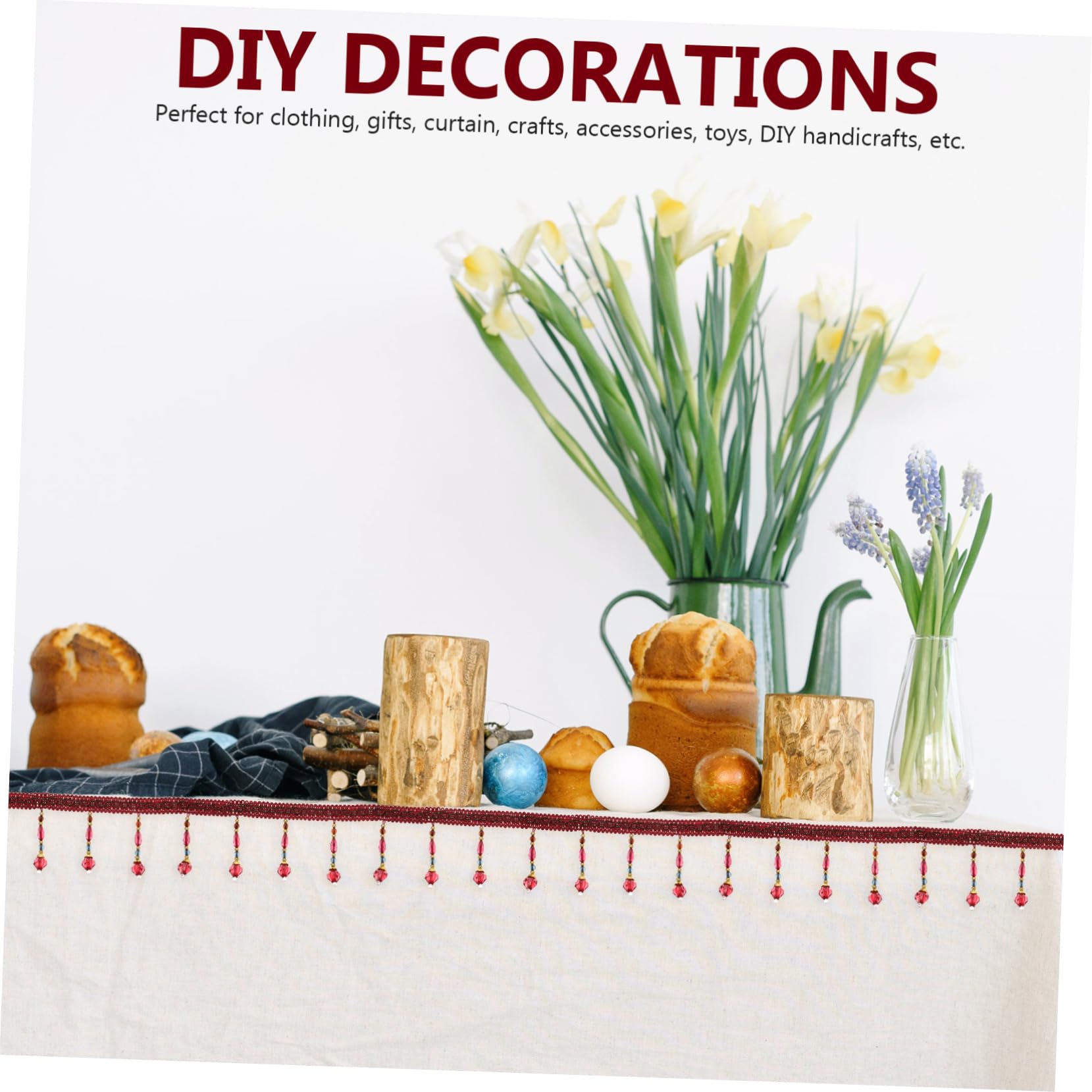 OSALADI Frange à Perles pour Rideaux Accessoire Décoratif pour Rideaux DIY Mètres