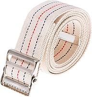 COW&COW 2-Inch Gait & Transfer Belt with Durable Metal Buckle - Walking Standing Assist for Nurses Caregivers, Beige Stripes 60"
