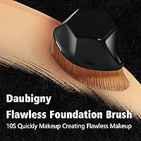 Vista 5 de Brochas de maquillaje Kabuki con punta plana y hexagonal para base, colorete, polvo líquido, base con estuche protector adicional (negro)