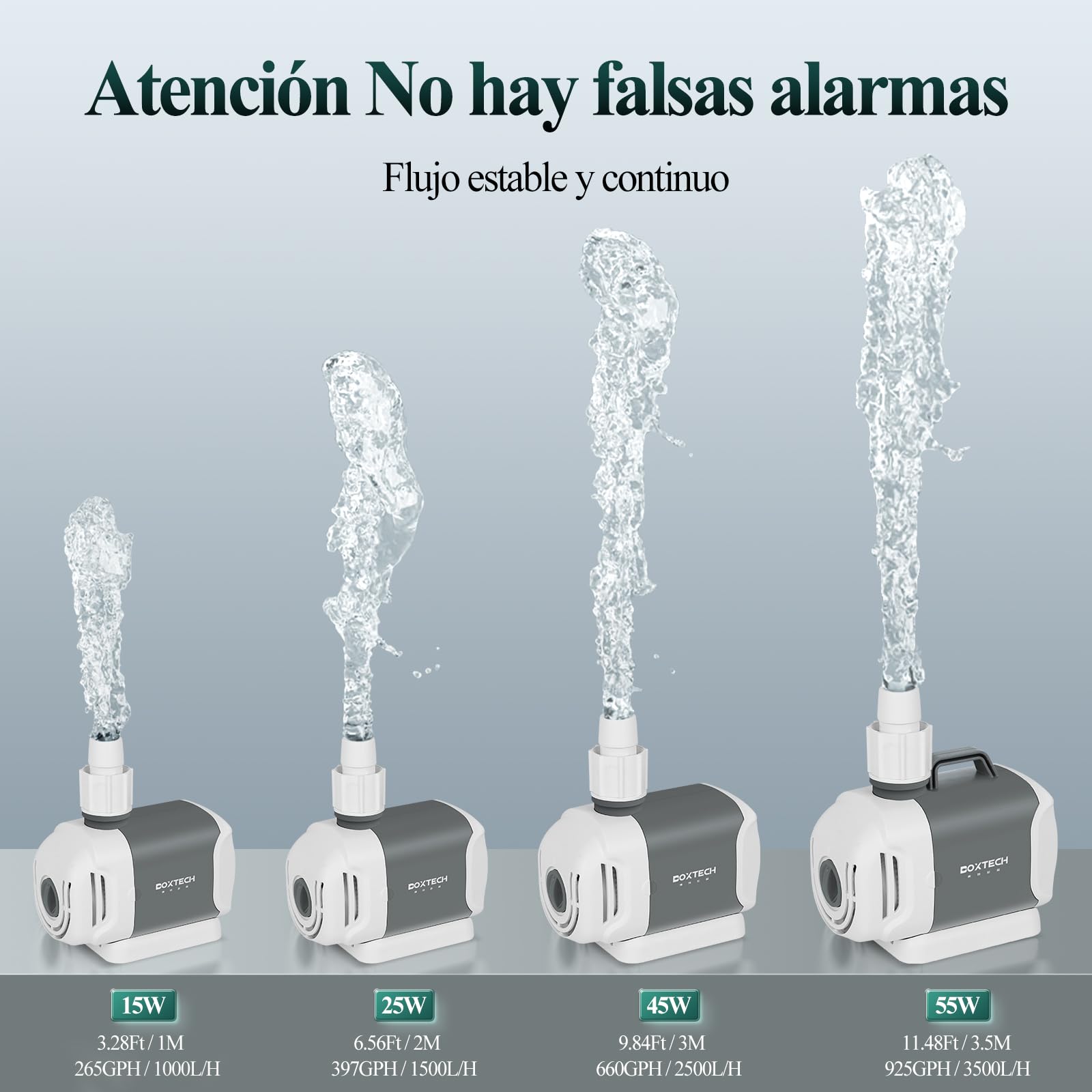 boxtech 15W Bomba Sumergible Bomba de trasiego para acuarios Bomba para acuarios con 3 boquillas Apta para Fuentes de acuarios Apta para circulación de Agua Dulce y Salada