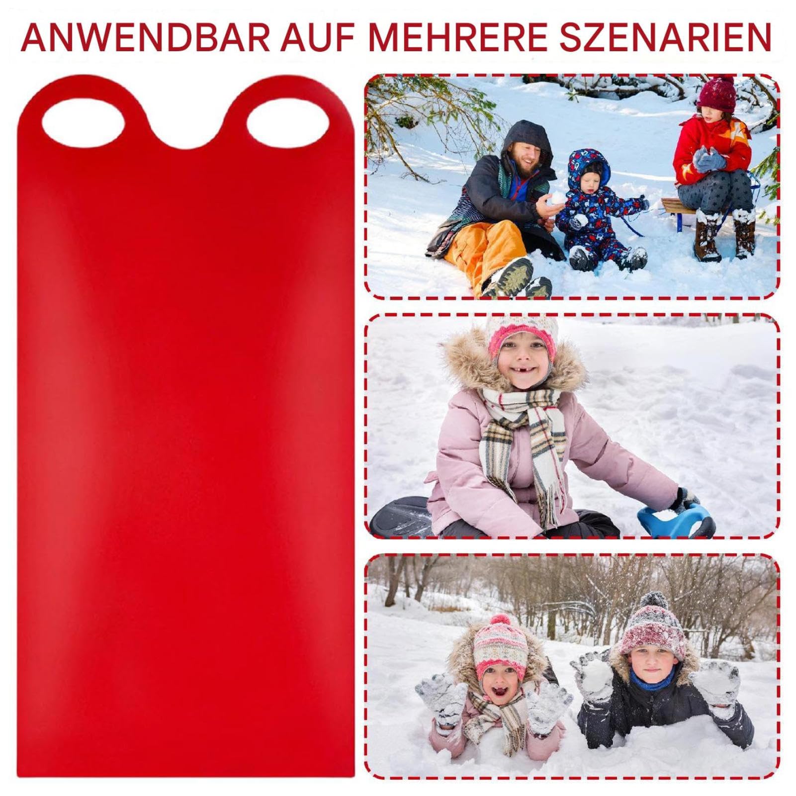 Luge à neige à roulettes, toboggan à neige robuste avec poignées renforcées, légère et stable, équipement de loisirs d'extérieur pour enfants et adultes