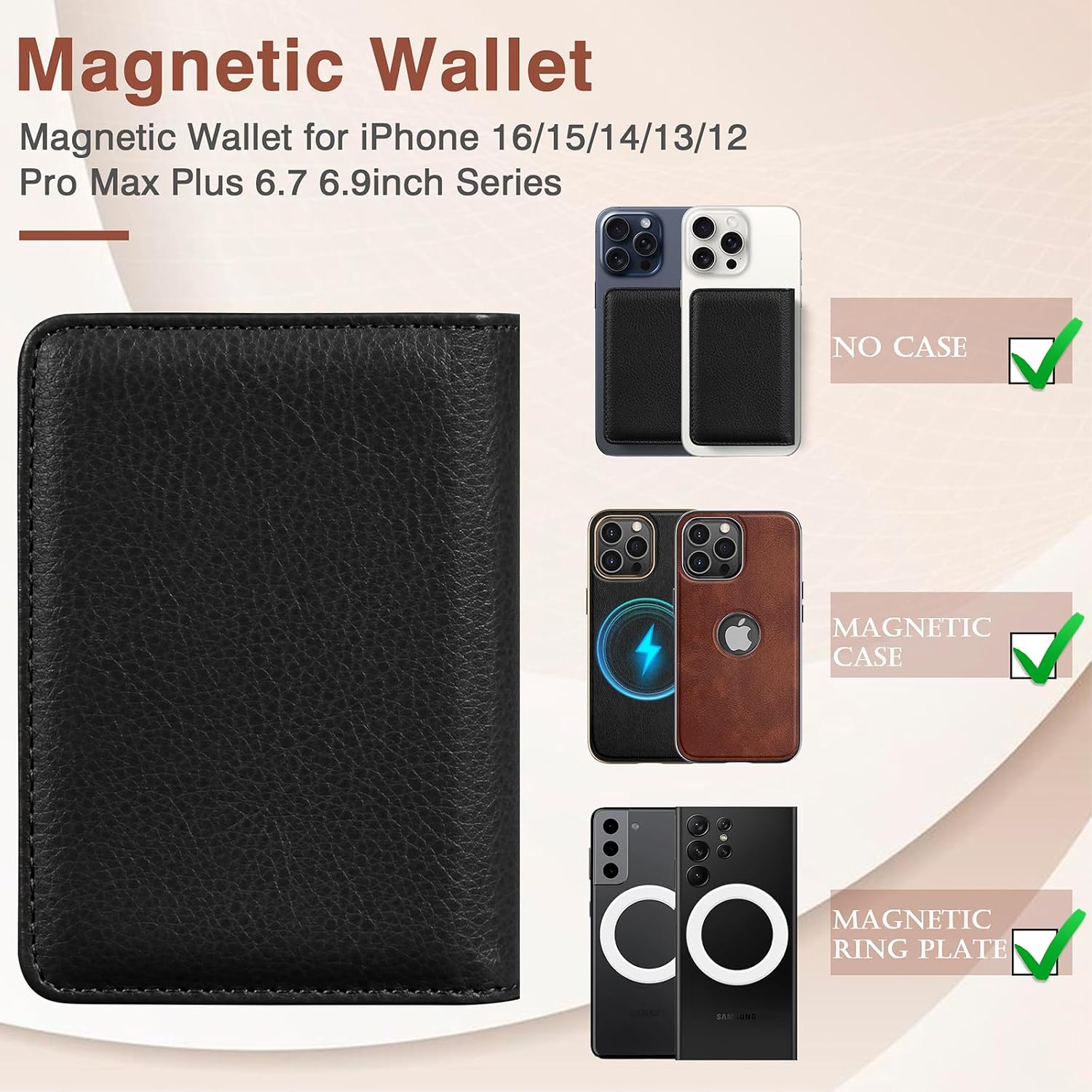 LOHASIC Magsafe Wallet for iPhone 17 16/15/14/13/12 Pro Max & Plus Air– Large Capacity Magnetic Card Holder Fits 10+ Cards, RFID Blocking PU Leather Wallet with Strong Magnets, Black