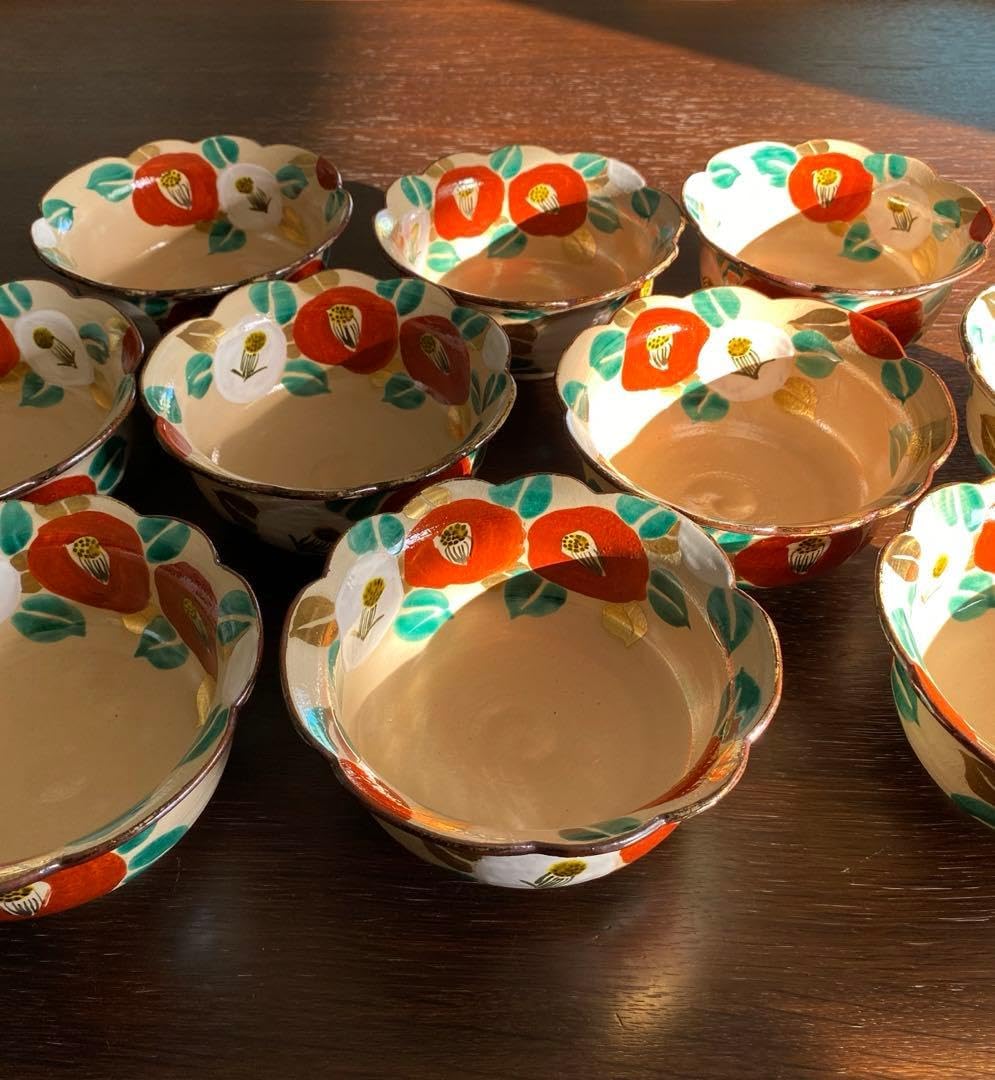 乾山写 京焼 椿向付5客 新