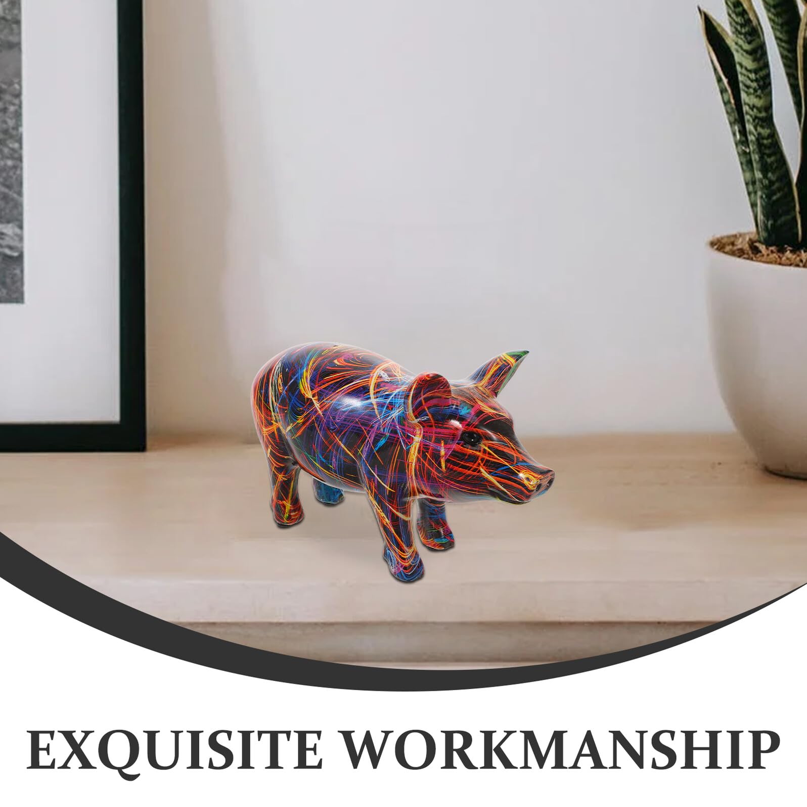 Toyvian Statua di Maiale Scultura Animale da Collezione in Resina Colorata e Decorativa per Mensole e Arredamento Casa, per Appassionati e Collezionisti