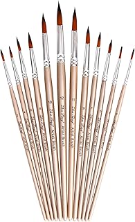 KKcare 12 pçs conjunto de pincéis de pintura kit pincéis de ponta redonda com cabelo de náilon para artista acrílico aquarelle guache pintura a óleo em aquarela para grandes suprimentos de desenho de arte