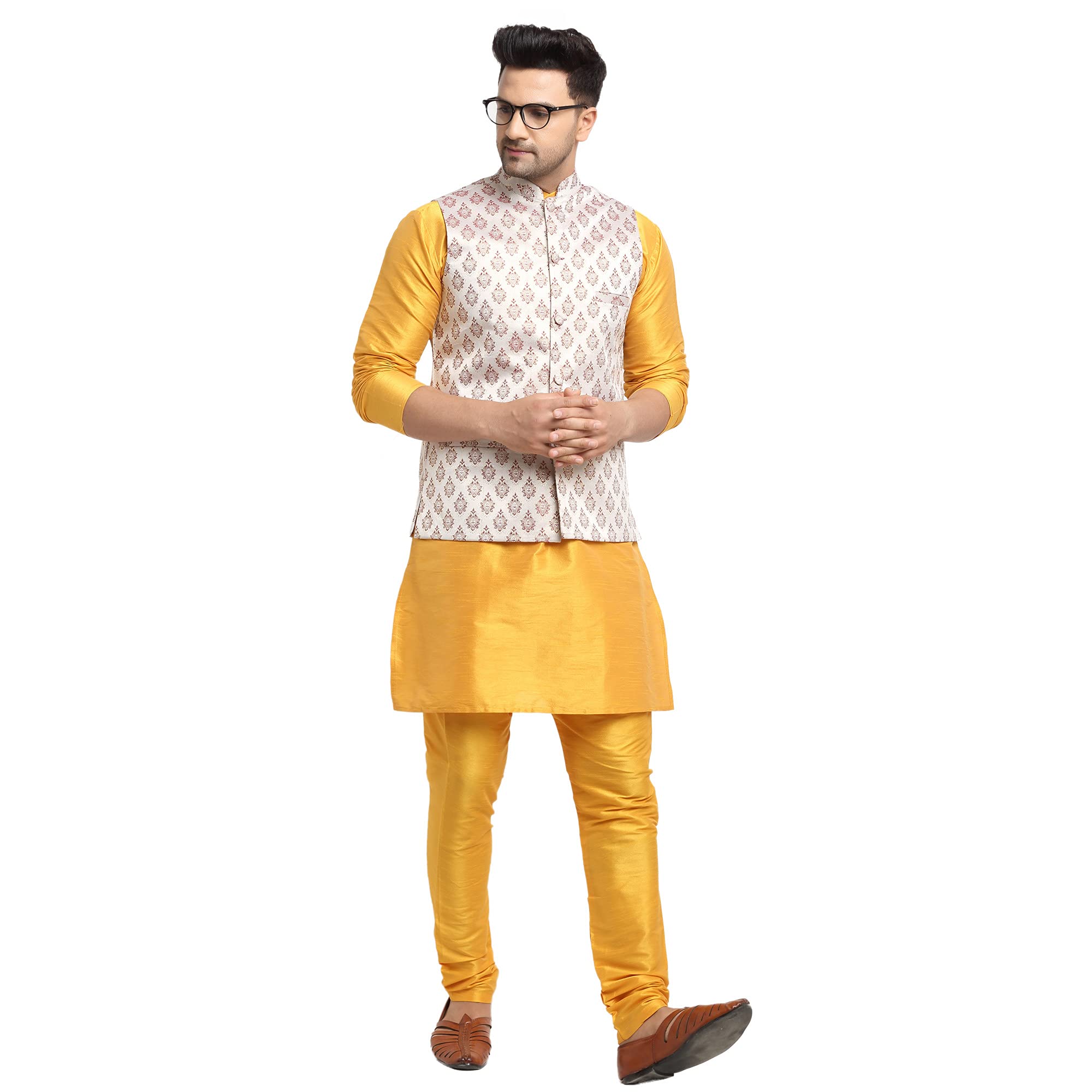 abh lifestyle Men's Kurta Pyjama & Printed Nehru Jacket Set.-picture-43