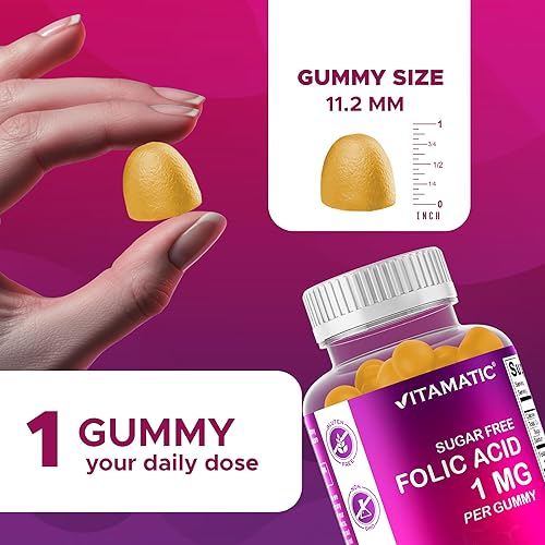 Miniatura 3 de Vitamatic Gomitas de ácido fólico 1000 mcg 1 mg una vitamina prenatal esencial para mamá y bebé - Vitamina B9 - 120 gomitas veganas 2