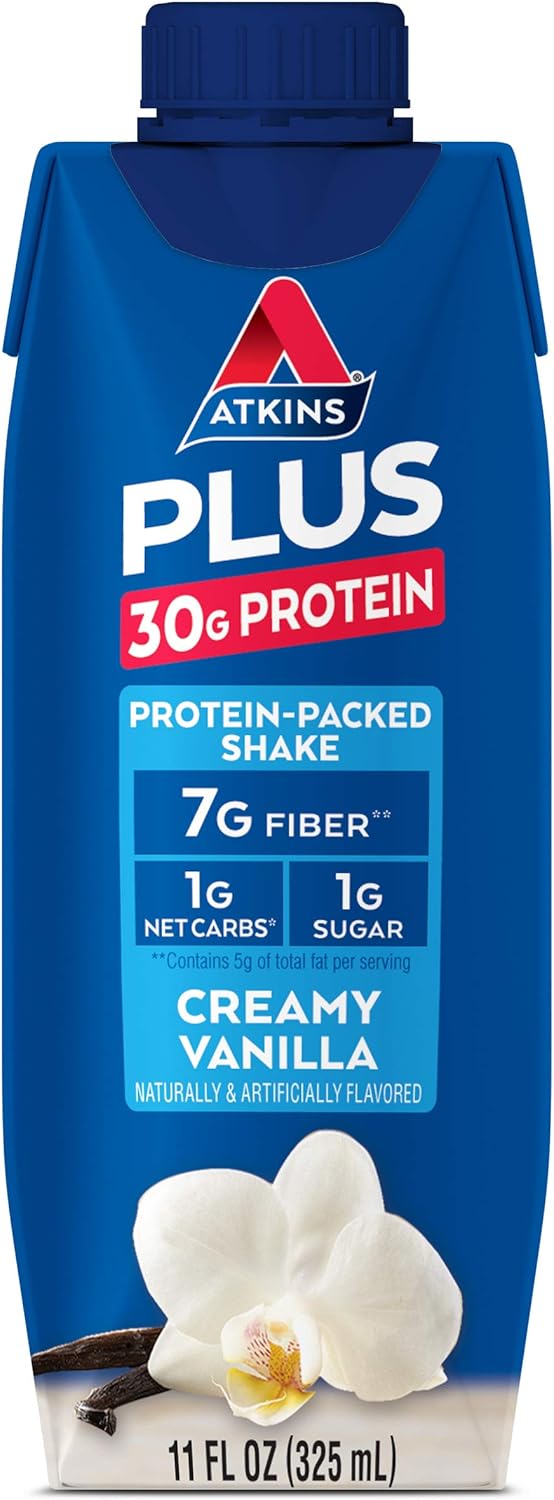 Atkins PLUS Protein-Packed Shake. Creamy Milk Chocolate with 30 Grams of High-Quality Protein. Keto-Friendly and Gluten Free. (12 Shakes) : Health & Household