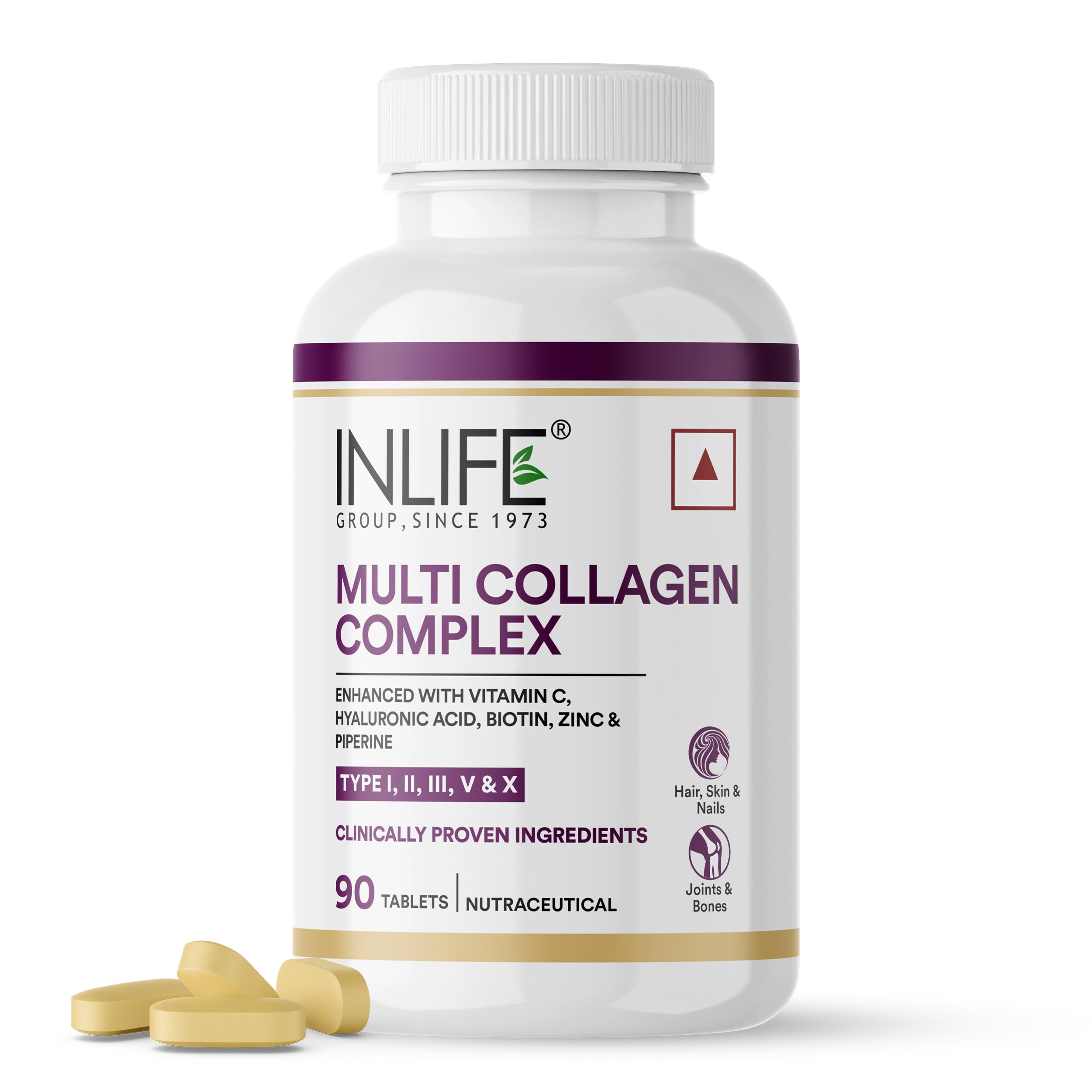 INLIFE Multi Collagen Complex Tablets | 5 Types Peptides I, II, III, V & X with Biotin, Hyaluronic Acid | Collagen Powder Supplements for Women & Men - 90 Tablets (Pack of 1, 90) (B0CVXX8GQF) Amazon Price History, Amazon Price Tracker